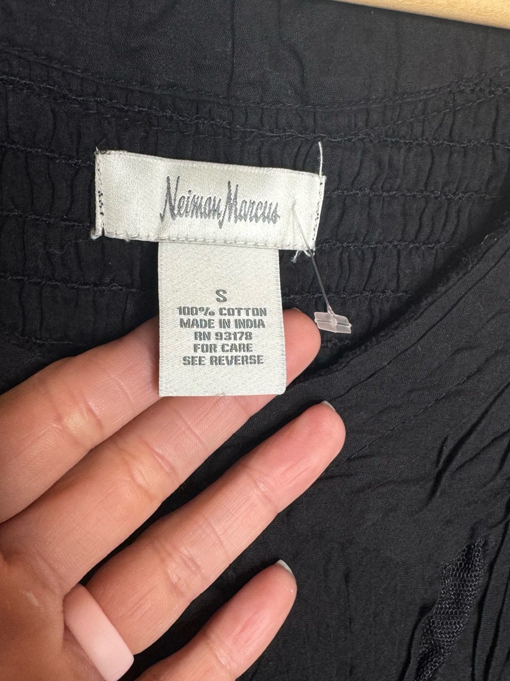 Neiman Marcus Black Cotton Sleeveless Maxi Dress Smocked Bodice Cottagecore - Picture 4 of 6